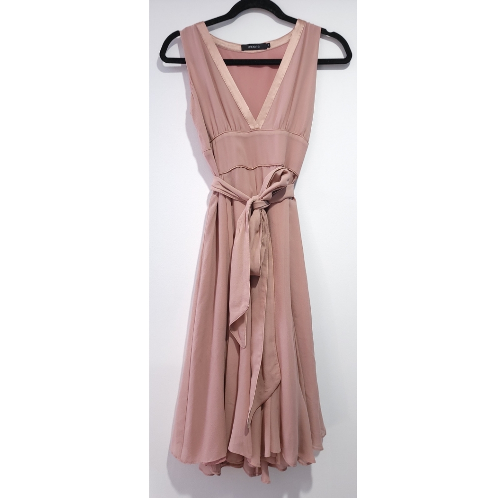 Arden B Powder Pink Swing Flare Flowing Tea Length Dress Sz Small
